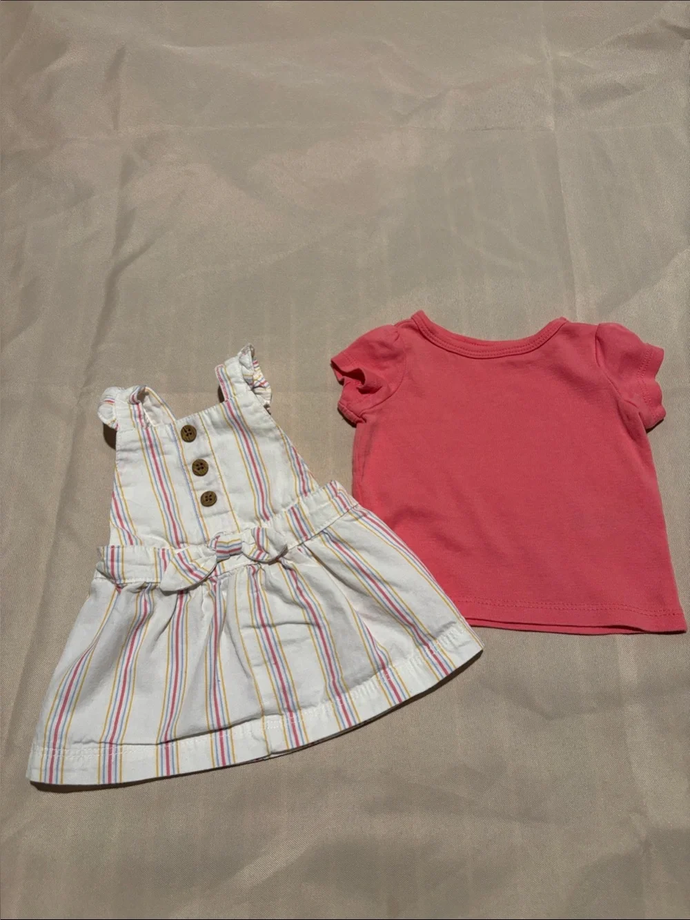 Carter's White Baby Shirt with Yellow, Blue & Pink Stripes